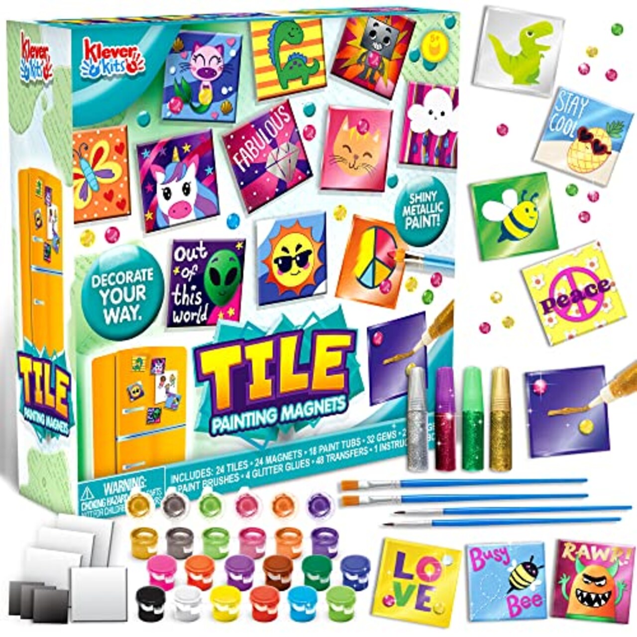 JOYIN 24 Magnetic Mini Tiles Art Kit, Creativity DIY Paint, Arts and Crafts  for Kids, DIY Supplies for Party Favors, Family Activity, Birthday Present,  Toys Gifts for Boys and Girls Ages 4-12